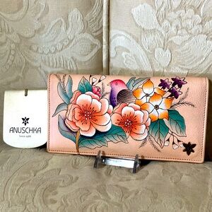 Bird and floral Anushka, leather fold wallet